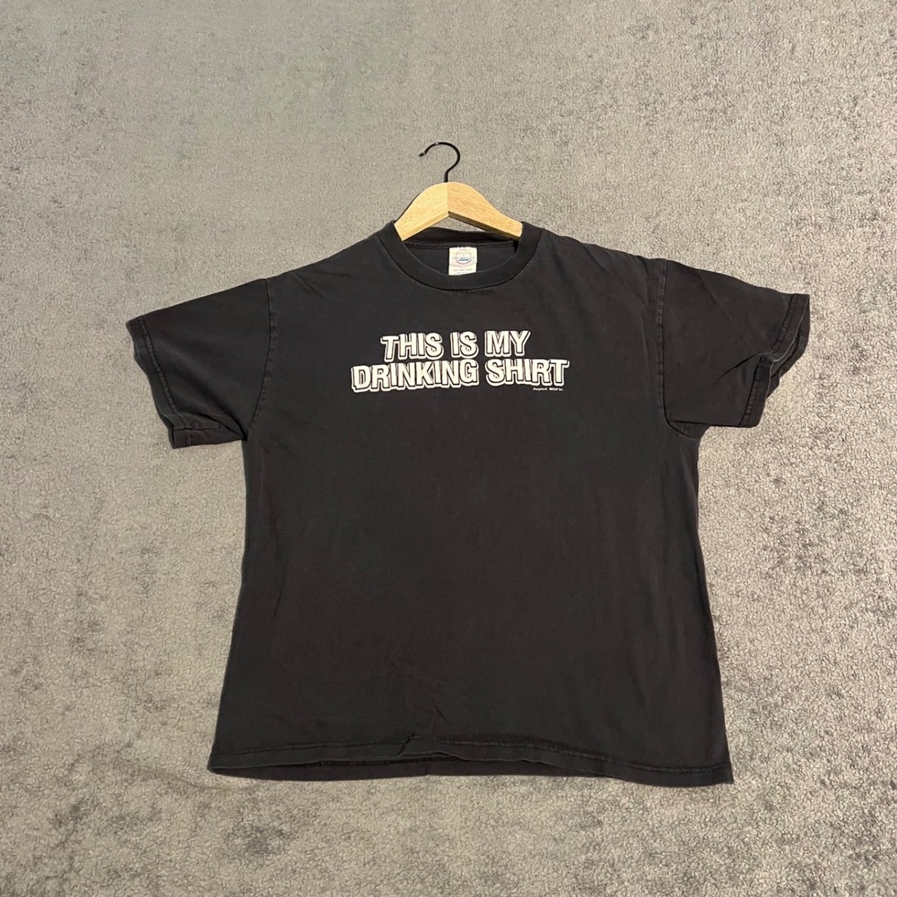 Vintage Y2K This Is My Drinking Humor Saying Shirt Graphic Shirt Mens Medium